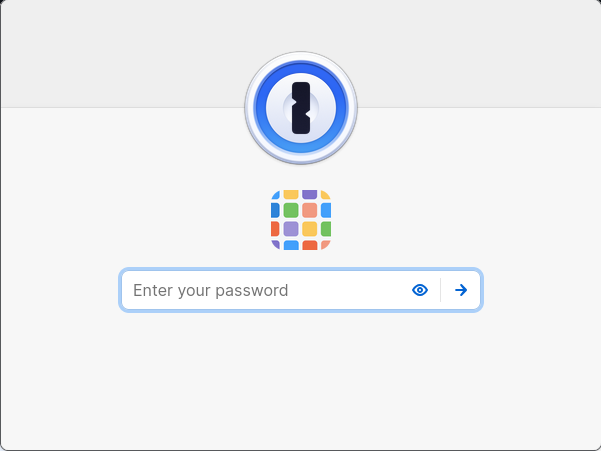 1Password login screen